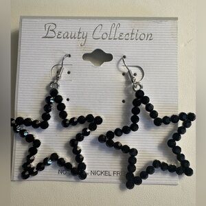 New Black Gem star earrings